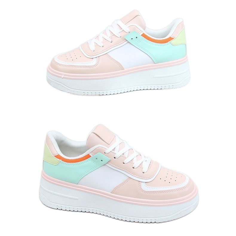 Naisten moniväriset urheilukengät 205062 PINK / GREEN vaaleanpunainen monivärinen vihreä