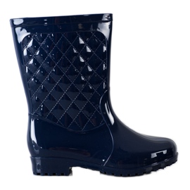 Bona Kiiltävät tikatut Wellies tummansininen