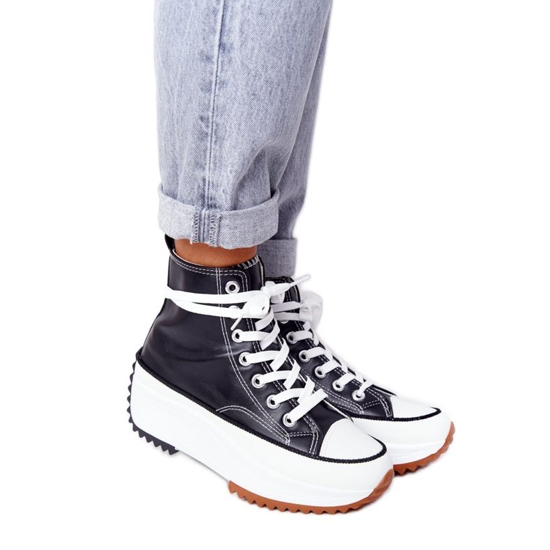 PS1 Nahkaiset lenkkarit mustalla Coachella -alustalla valkoinen