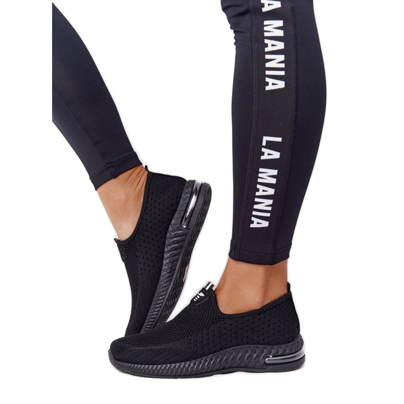 PS1 Naisten urheilukengät Slip-on Black Be Stretchy musta