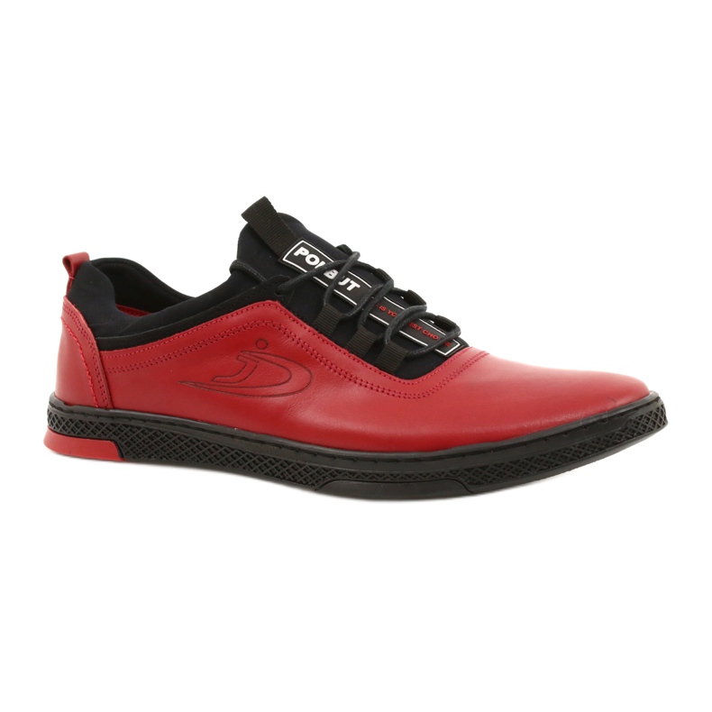 Polbut Punaiset miesten nahkaiset vapaa -ajan kengät K24, musta pohja punainen