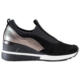 VINCEZA Slip On Shoes musta