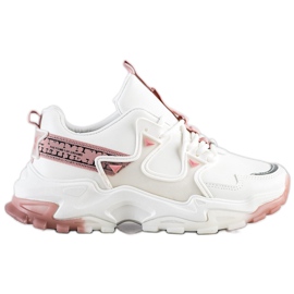 SHELOVET Tennarit vaaleanpunaisilla lisäosilla valkoinen