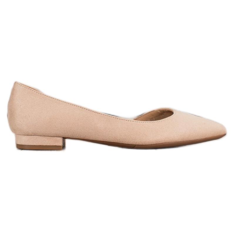 Lovery Mokkanahka ballerinat leikkauksella beige