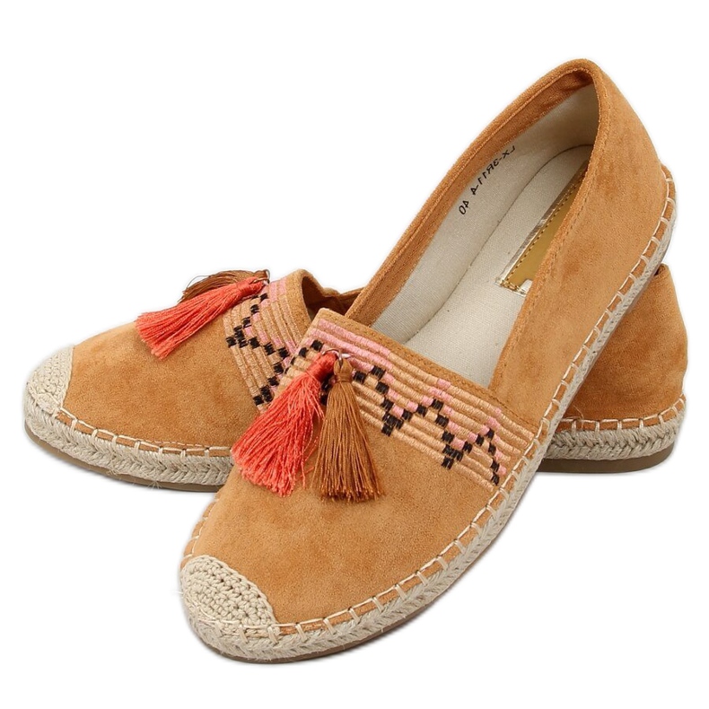 Boho-espadrillit, kamelin reunat LX-3R11 Camel ruskea monivärinen