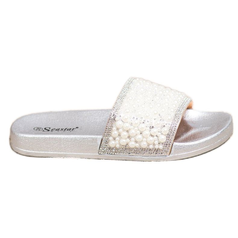 Seastar Tyylikkäät tossut helmillä hopea