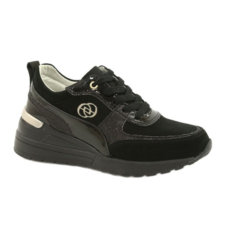 Evento Naisten nahkaiset tennarit 21PB08-3954 mustat