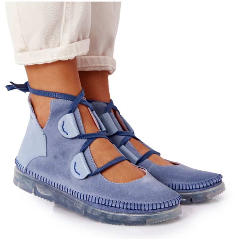 Naisten nahkakengät Maciejka Blue 04457-06 sininen monivärinen