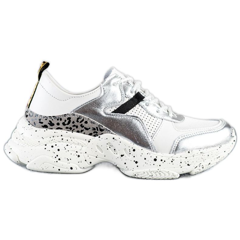 Goodin Nahkaiset lenkkarit, joissa hopeiset lisäosat valkoinen harmaa monivärinen