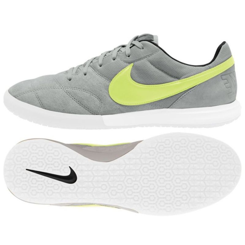 Nike Premier 2 Sala Ic M AV3153 012 jalkapallokengät harmaa vihreä harmaan sävyt