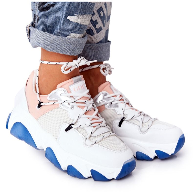 Urheilukengät, joissa on suuret pohjat GOE HH2N4034 Valkoinen-vaaleanpunainen