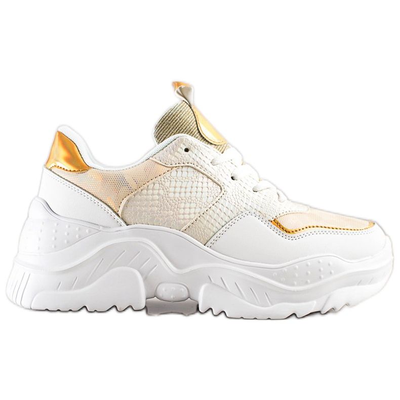 Weide Eco Leather Snake Print Tennarit valkoinen kultainen