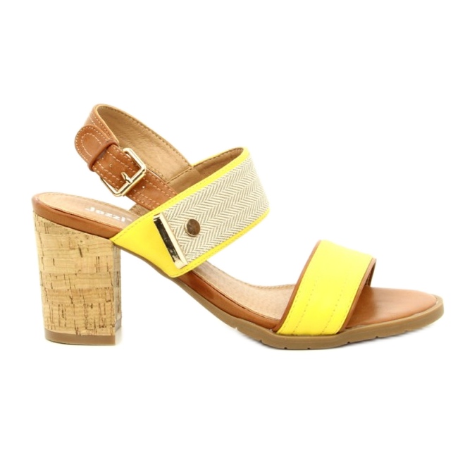 Jezzi Naisten sandaalit Cork Post Yellow 20SD35-1826 beige