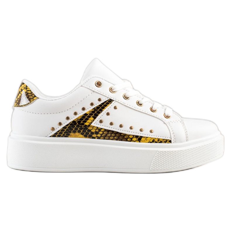 SHELOVET Valkoiset lenkkarit lavalla valkoinen musta keltainen