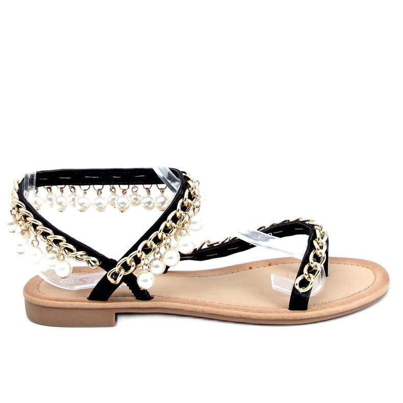 Mustat varvastossut helmillä JH186P Musta kultainen