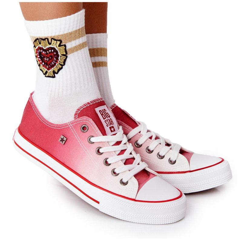 Naisten lenkkarit Big Star HH274130 Ombre Red valkoinen