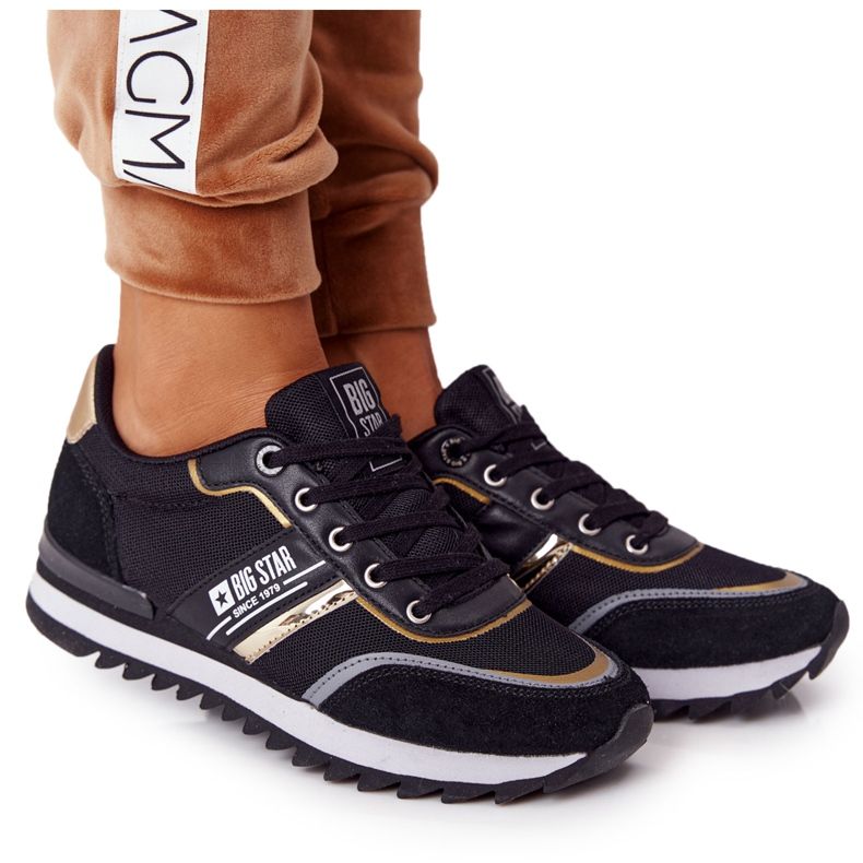 Naisten urheilukengät Memory Foam Big Star HH274272 Musta kultainen