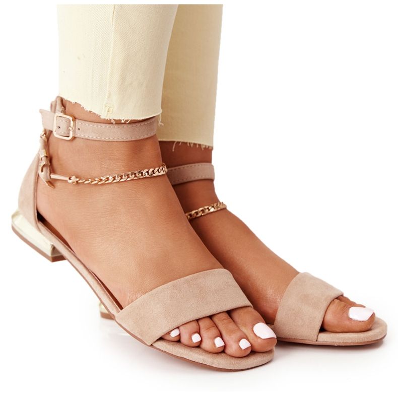 Sandaalit kultaisilla korkoilla Vinceza 21-17119 Beige kultainen