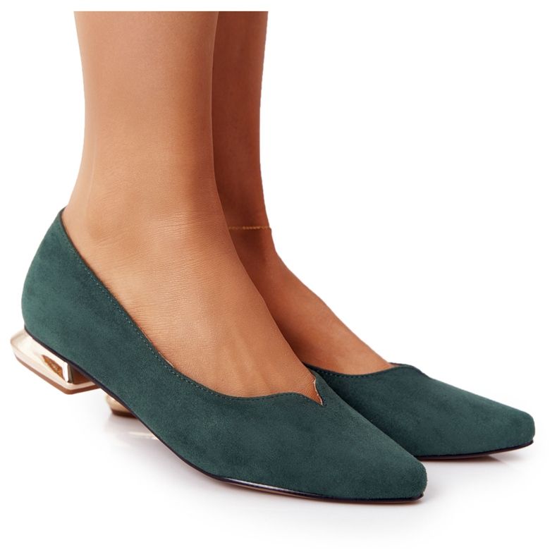 Vihreä Loafers kultaiset korot Vinceza 21-10601