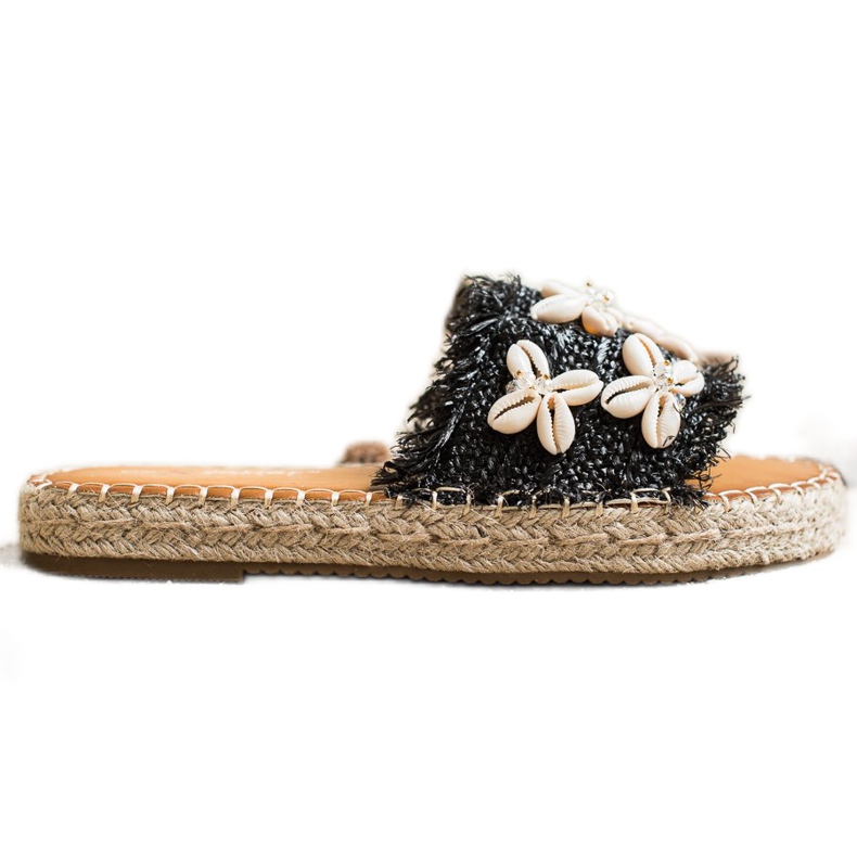 Seastar Espadrillit, punotut varvastossut kuorilla beige musta