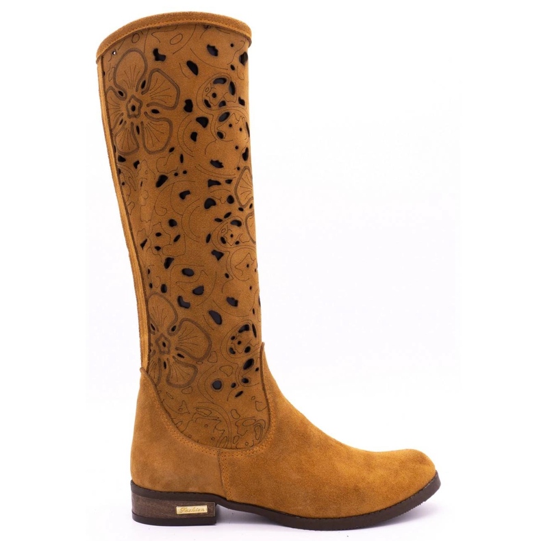 Olivier Naisten harjatut saappaat Punaiset kukat ruskea