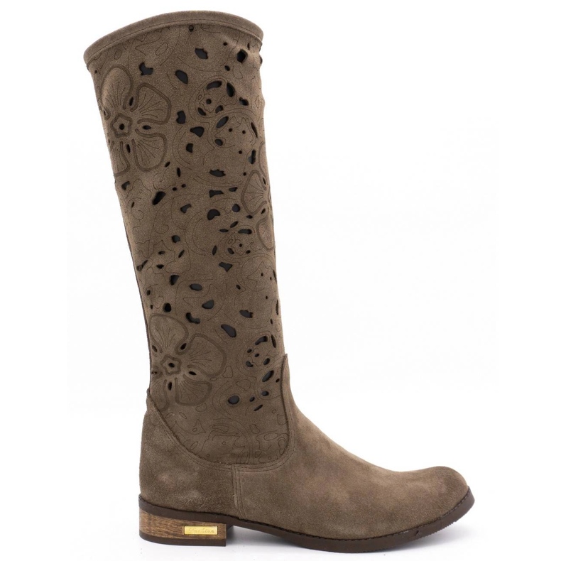 Olivier Naisten avoimet saappaat Kukat ruskeat