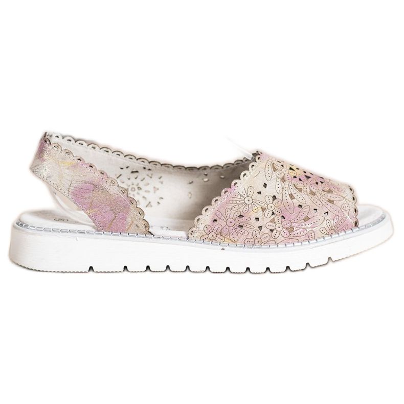 SHELOVET Mukavat nahkaiset sandaalit beige vaaleanpunainen kultainen