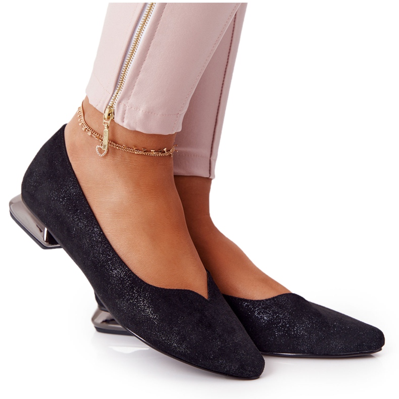 Ballerinat hopealla kantapäällä Vinceza 21-10601 musta monivärinen