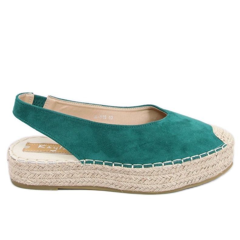 Vihreät espadrillot avoimilla korkoilla M-518 Vihreä