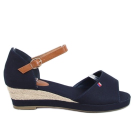 Tommy Sandaalit matalalla kiilakorolla sininen BL-362 Navy ruskea tummansininen