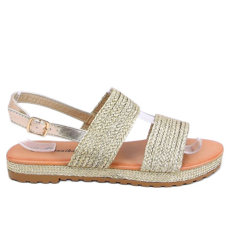 Kulta WL1593 Kultaiset punotut sandaalit kultainen