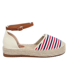Raidalliset espadrillit 9R108 Mix beige ruskea punainen tummansininen