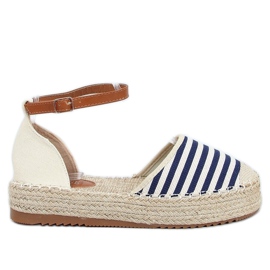 9R108 Siniset raidalliset espadrillit beige tummansininen