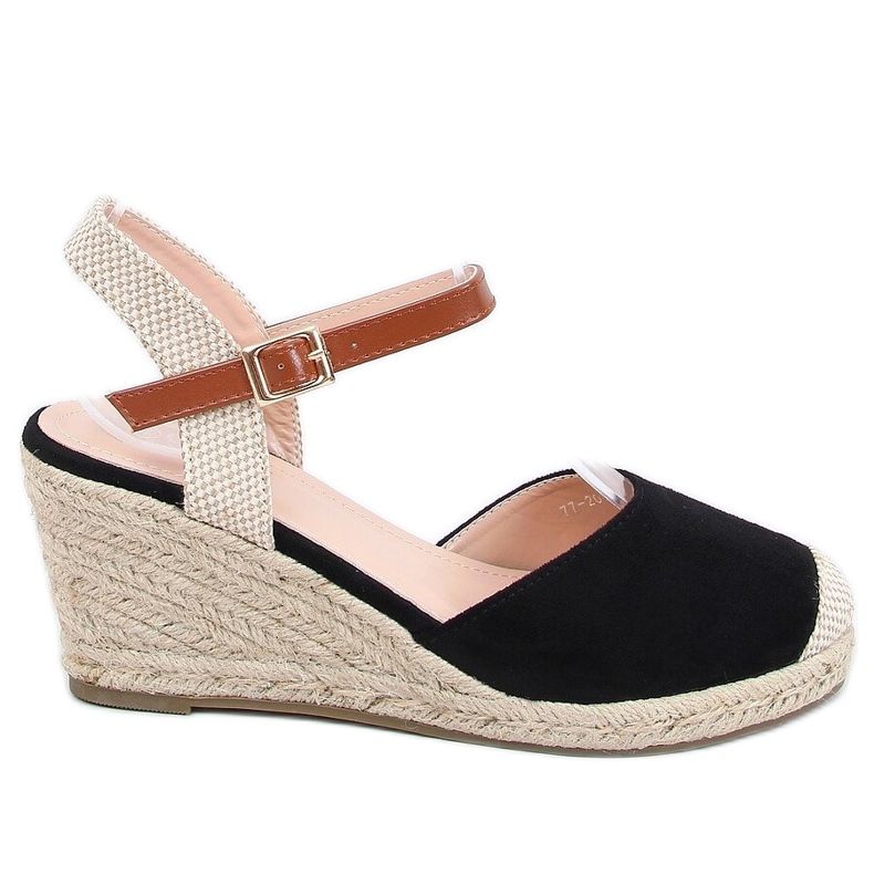 Musta Espadrilles kiilat 77-206 Musta beige ruskea
