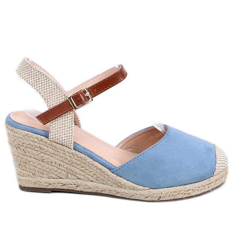 Siniset Espadrillit kiilakoilla, sininen 77-206 Sininen beige ruskea