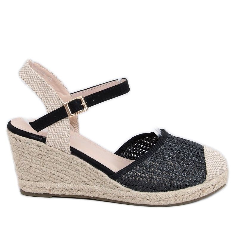 Mustat espadrillit kiilakannassa DZ8006 Musta beige