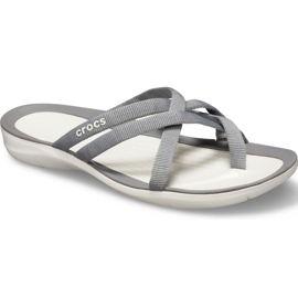 Crocs Naisten Tossut Swiftwater Webbing Flip W Vaaleanharmaa 205479 Lokakuu
