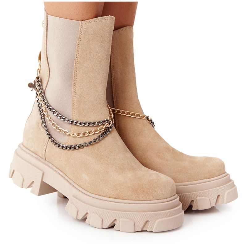 Lewski Shoes Suede Sztyblety Workery Lewski Kengät 2998-0 Hiekka beige monivärinen