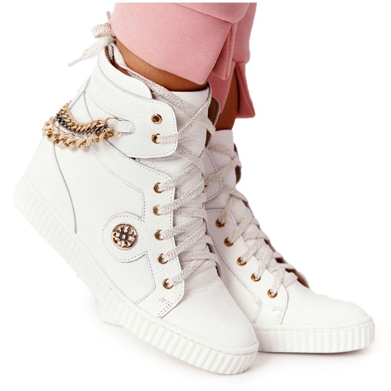 Nahkaiset kiilakengät Lewski Shoes 3004-0 Valkoinen