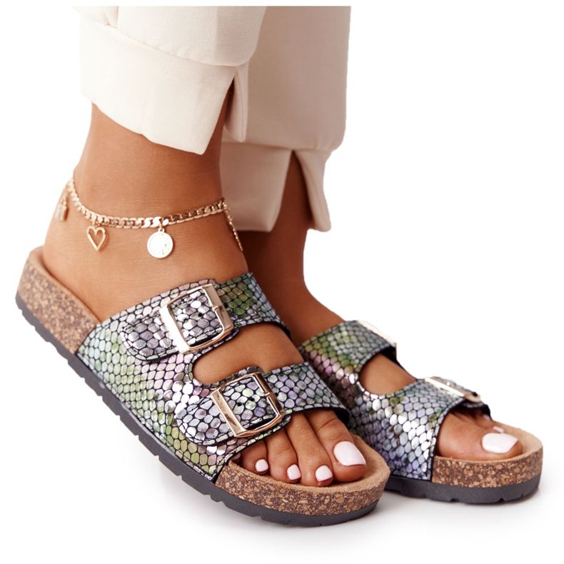 MSMG Mustat Boa -sandaalit korkkipohjalla monivärinen