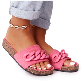 MSMG Vaaleanpunaiset Makayla -mokkanahkatossut korkkipohjassa vaaleanpunainen