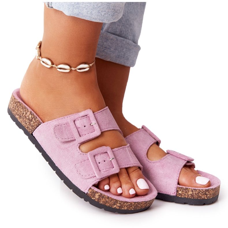 MSMG Mokkanahkatossut korkkipohjassa Vaalea violetti Jennifer