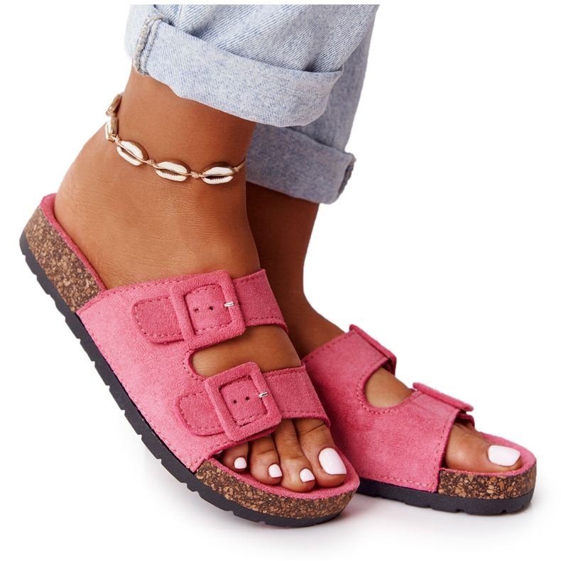 MSMG Vaaleanpunaiset Jennifer Suede -tossut korkkipohjalla vaaleanpunainen