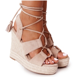 MSMG Sidotut Wedge -sandaalit Beige Mallorca