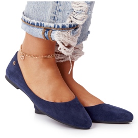 Suede -balerinat Sergio Leone BL622 Navy blue tummansininen