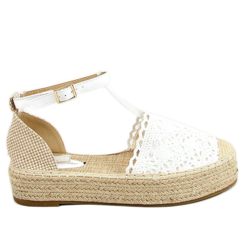 Valkoiset pitsi-espadrillit 888-85 Valkoinen