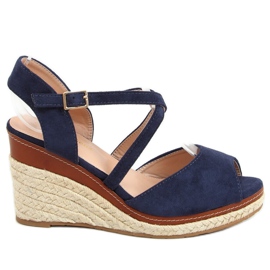 Espadrillit kiilalla avoin varvas tummansininen FG19 Blue