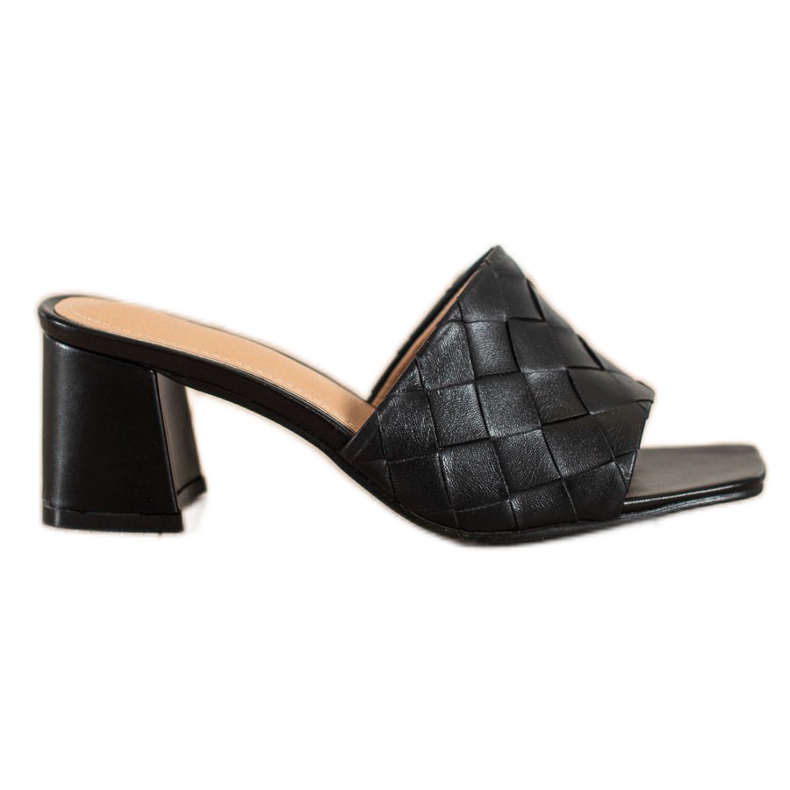 SHELOVET Musta tikattu naisten tohvelit