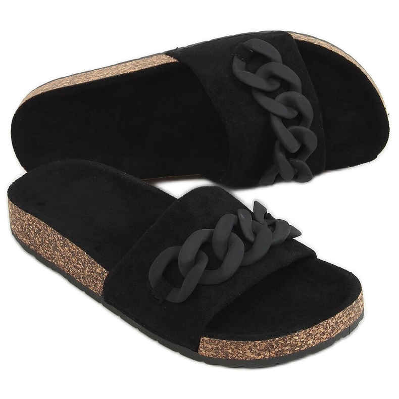 Musta korkkitossut ketjulla DZ907 Musta