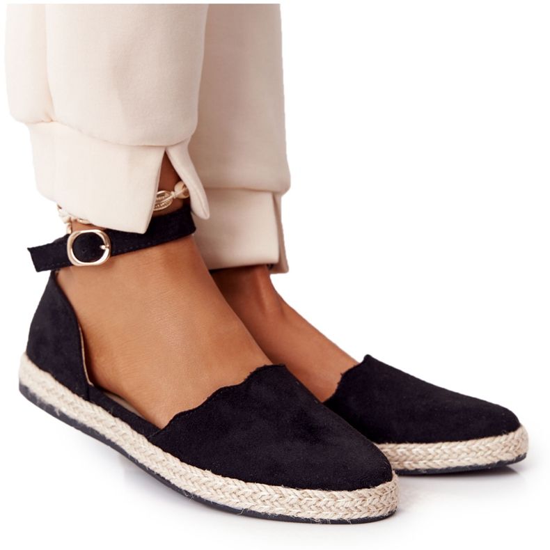S.Barski Suede Espadrilles on Olki Pohja S. Bararski Musta
